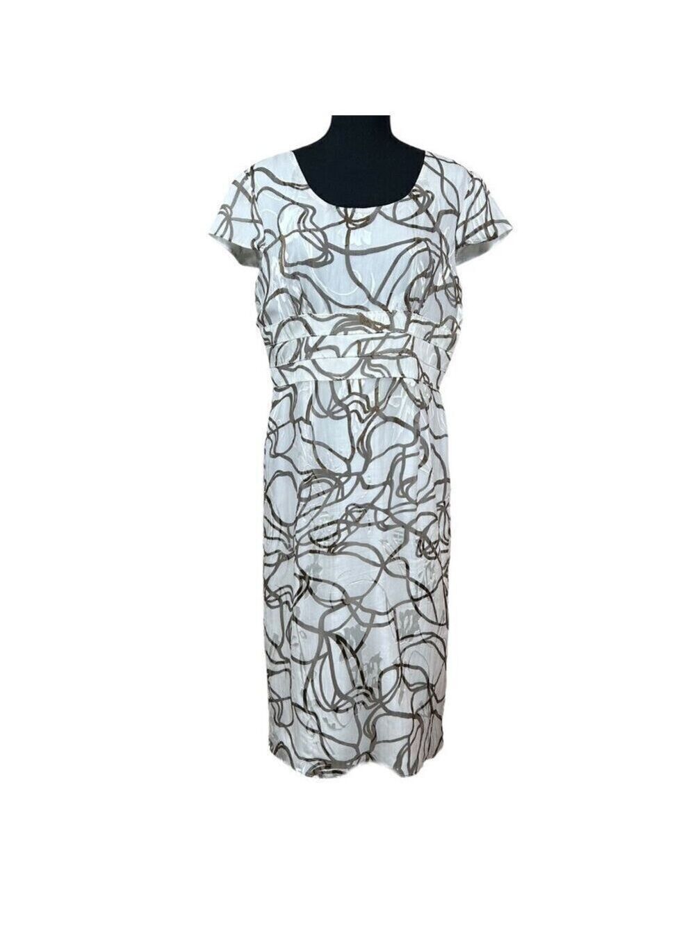 Ailleurs Un Jour Paris Ivory Brown Beaded Cocktail Dress Size 10
